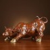 Red&Blue Colored Copper Cow Ornament 